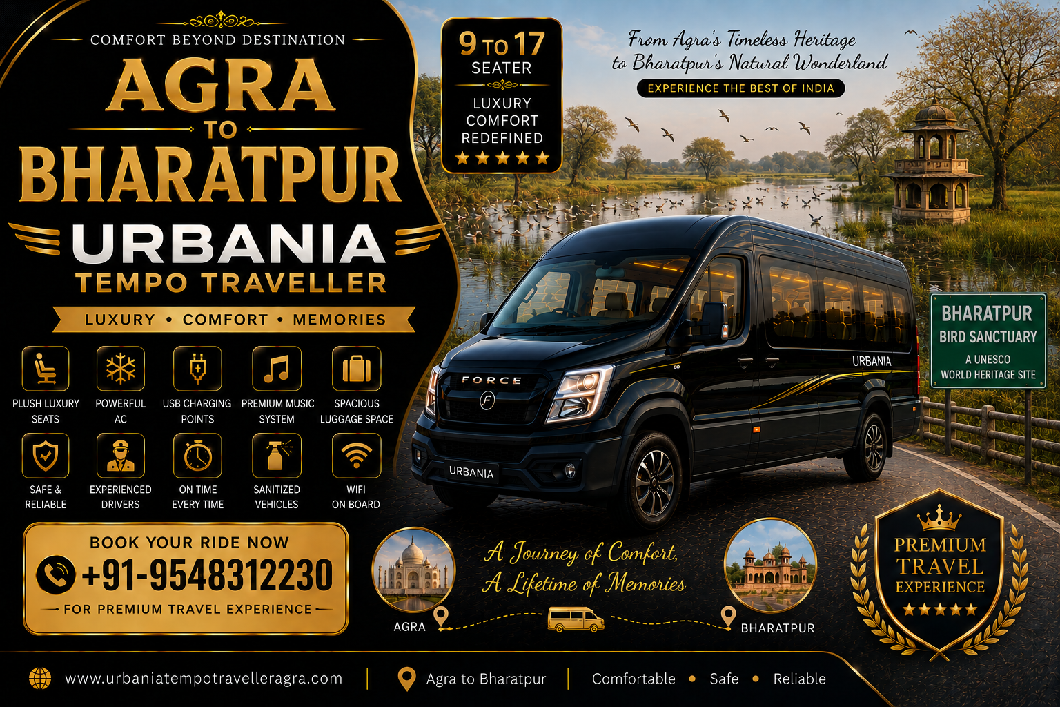 Agra to Bharatpur Urbania Tempo Traveller