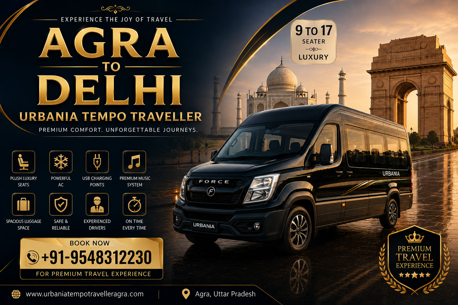 Agra to Delhi Urbania Tempo Traveller