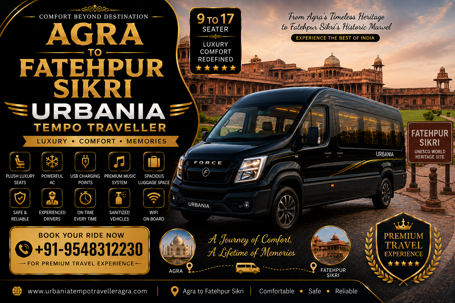 Agra to Fatehpur Sikri Urbania Tempo Traveller
