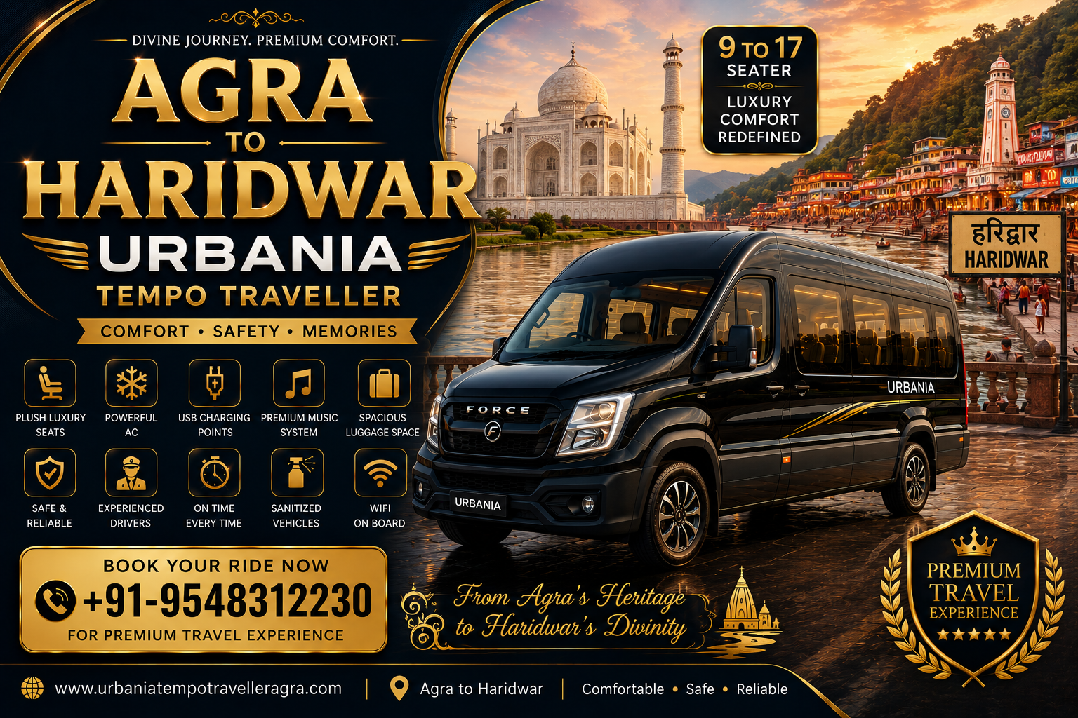 Agra to Haridwar Urbania Tempo Traveller
