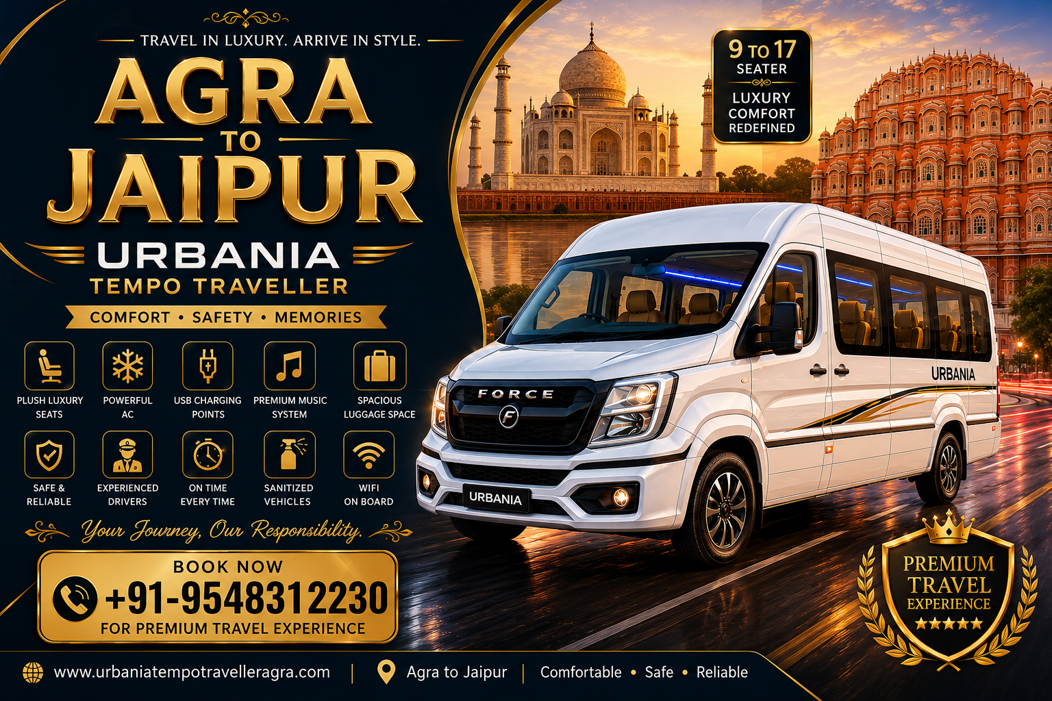 Agra to Jaipur Urbania Tempo Traveller