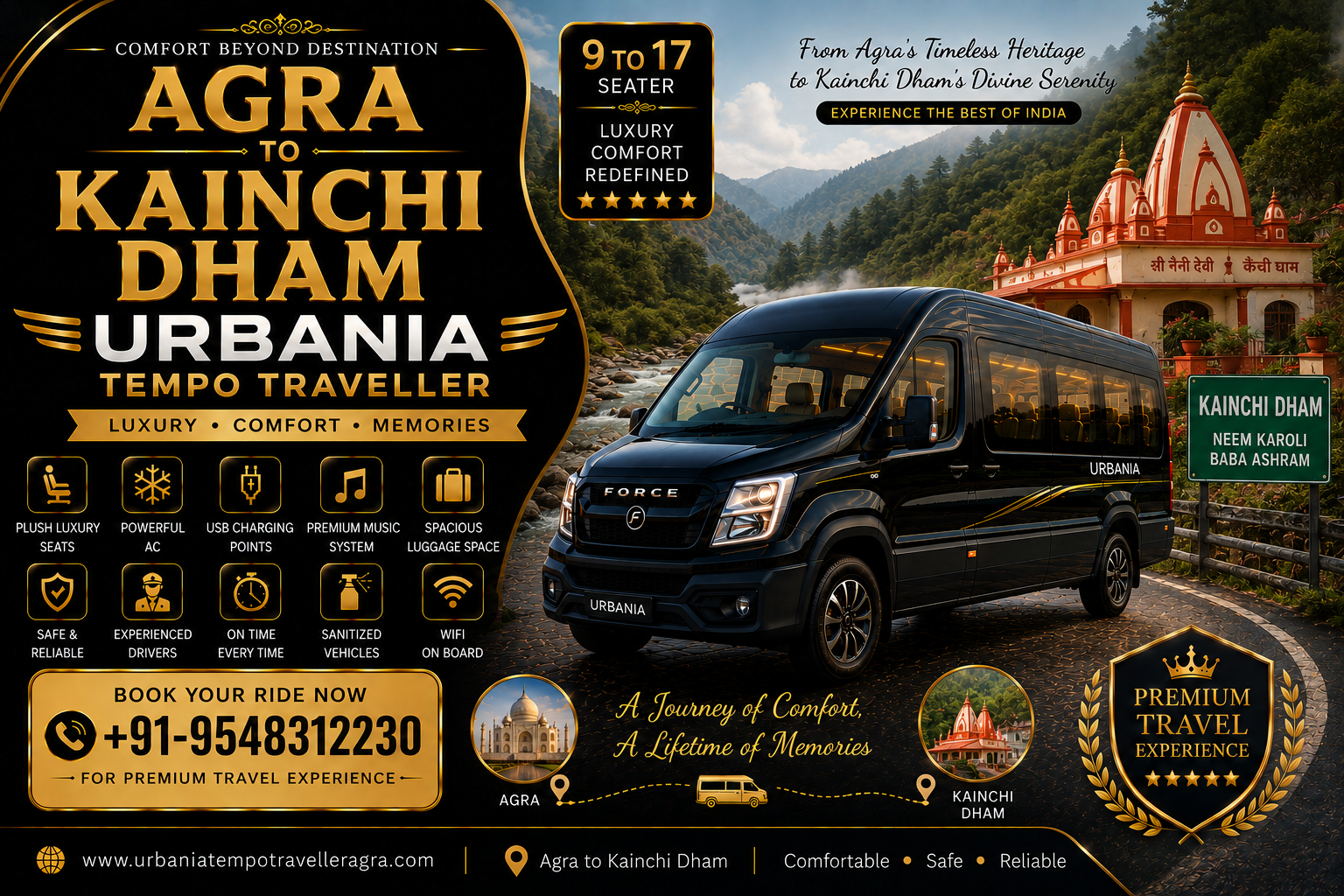 Agra to Kainchi Dham Urbania Tempo Traveller