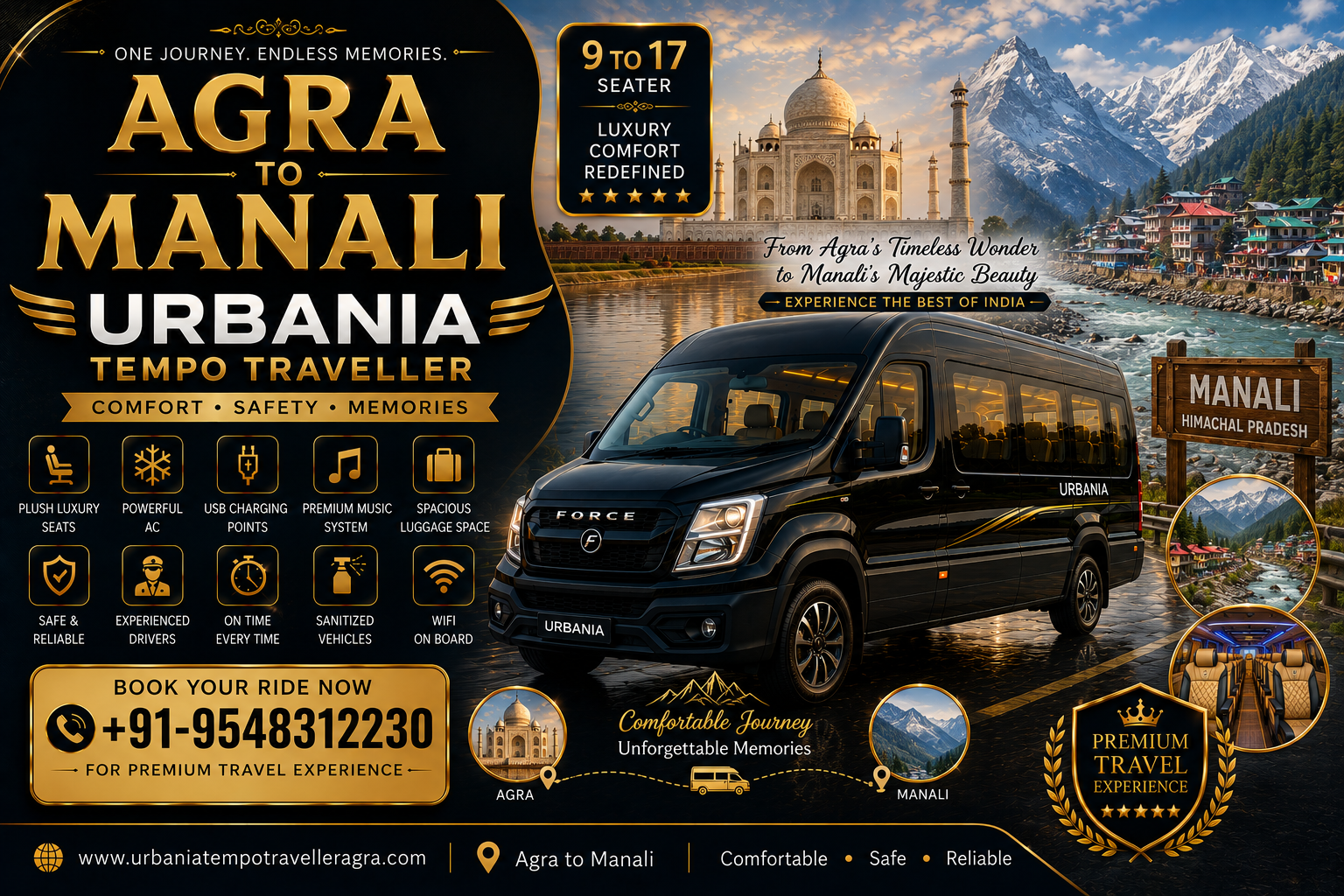 Agra to Manali Urbania Tempo Traveller