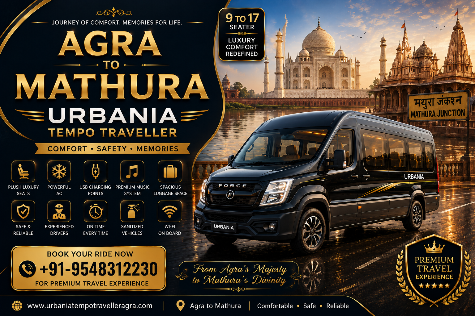 Agra to Mathura Urbania Tempo Traveller