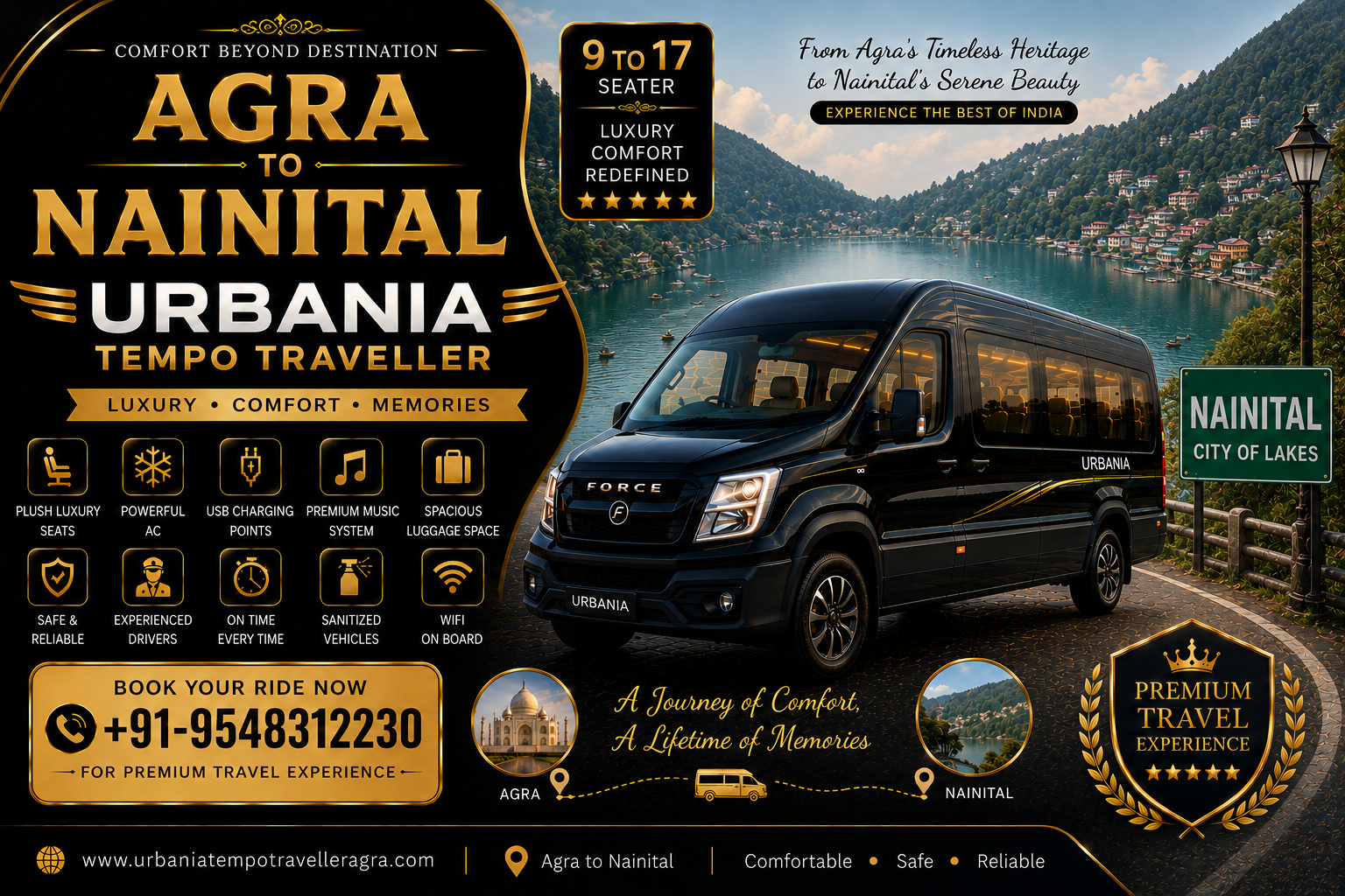 Agra to Nainital Urbania Tempo Traveller