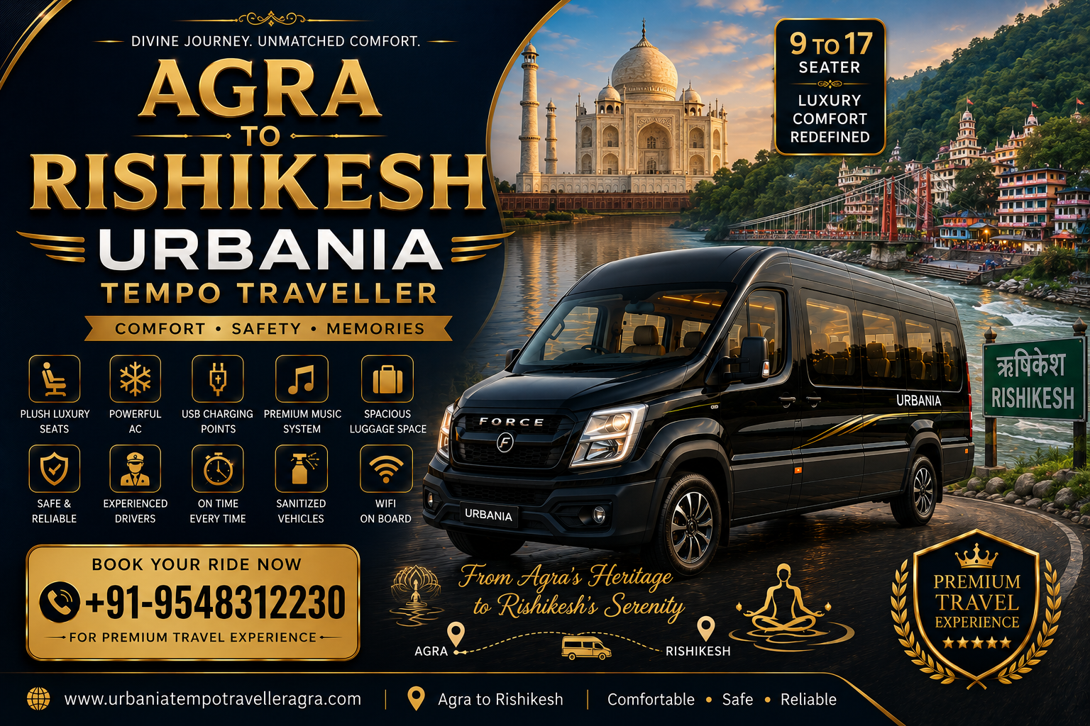 Agra to Rishikesh Urbania Tempo Traveller