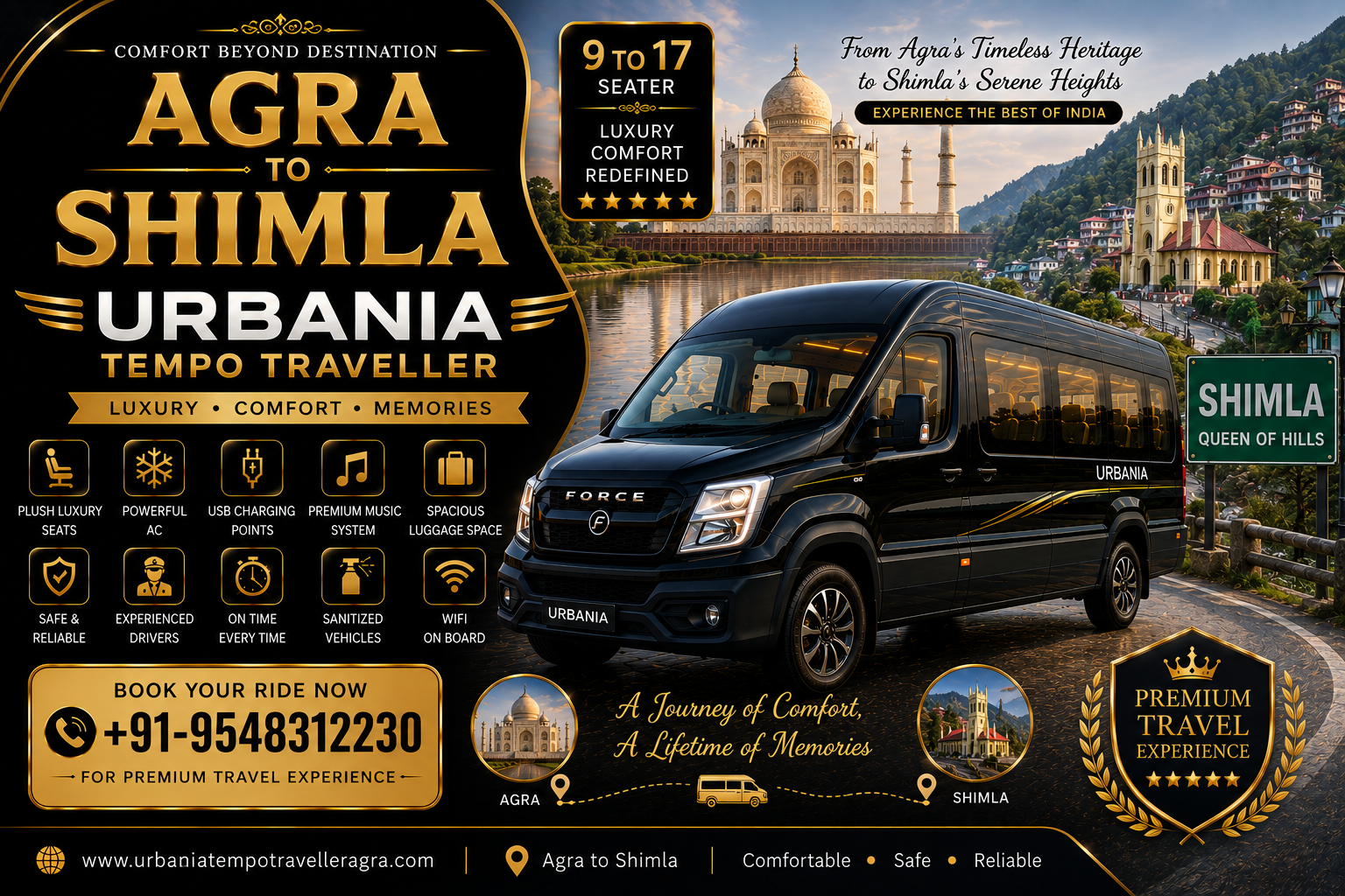 Agra to Shimla Urbania Tempo Traveller