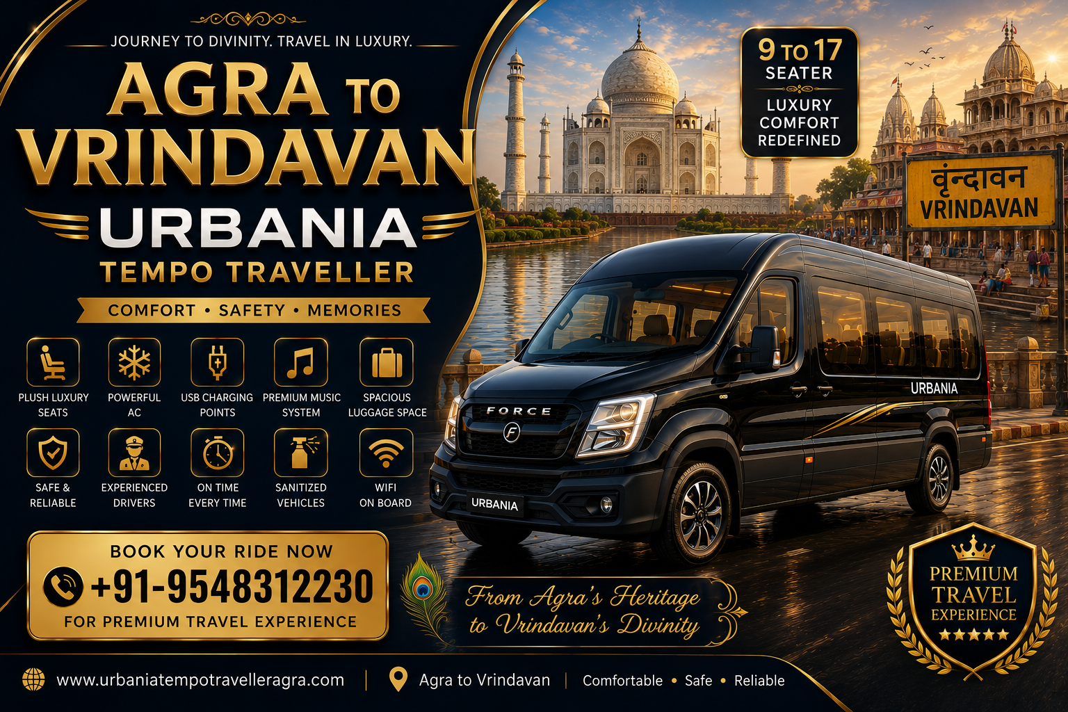 Agra to Vrindavan Urbania Tempo Traveller