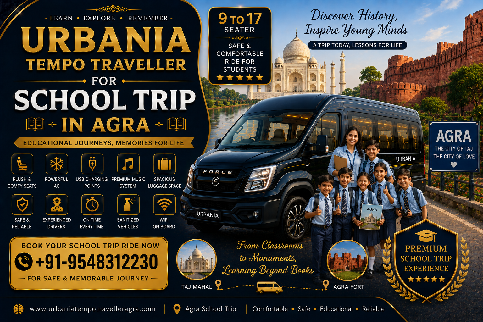 Urbania Tempo Traveller for School Tour in Agra
